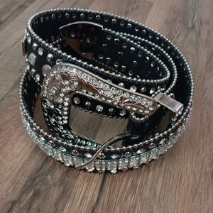 Studded Black and Silver Belt